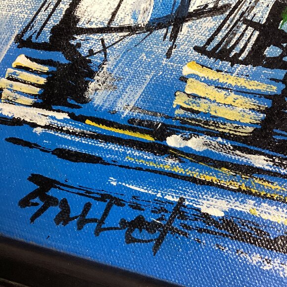 Vintage Mid Century Oil Painting Set Signed Sail Boats - Picture 10 of 16